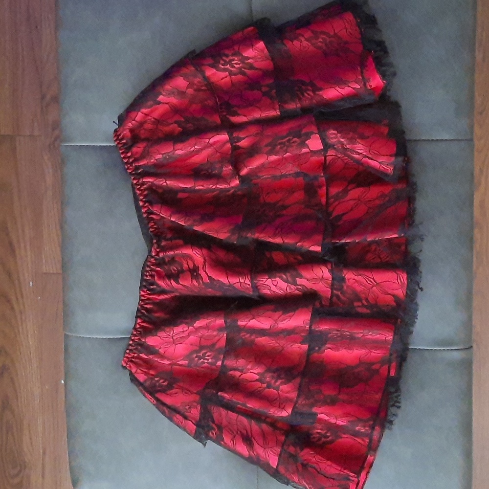 Red bustle skirt